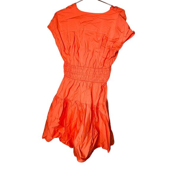 DEREK LAM COLLECTIVE Orange Smocked Hourglass Tie Waist Mini Dress Size 44 - Picture 6 of 15